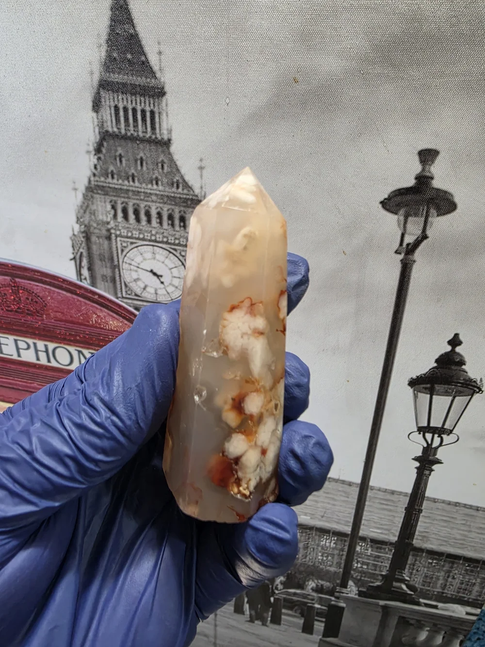 Flower Agate Point - Flowery Cream & Orange Polished Tower